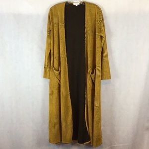 LuLaRoe Shara Mustard Metallic Duster Cardigan 🛍